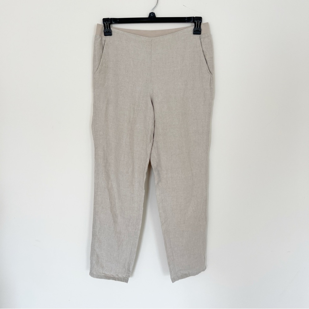 J.Jill Beige Love Linen-Blend Tapered Pants Small Beach Summer Resort Travel